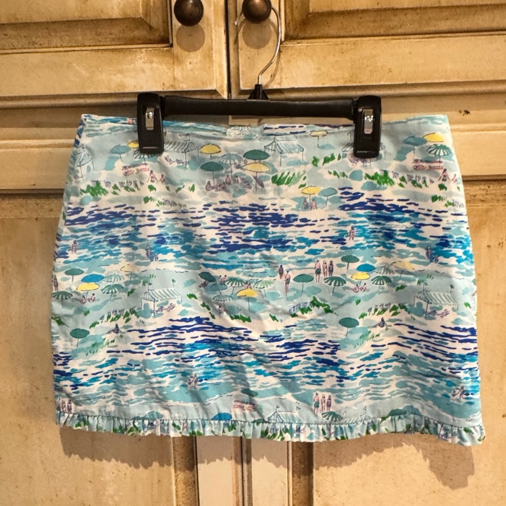 Lilly Pulitzer Light Blue Beach-Print Mini Skirt